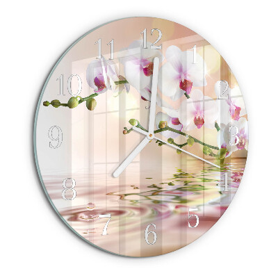 Reloj de pared redondo Orquídea