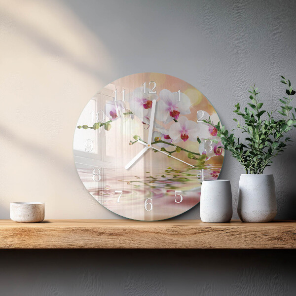 Reloj de pared redondo Orquídea