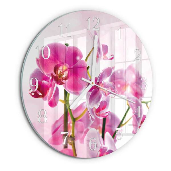 Reloj de pared redondo Orquídea