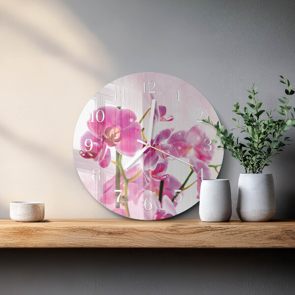 Reloj de pared redondo Orquídea