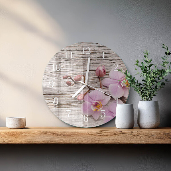 Reloj de pared redondo Orquídea
