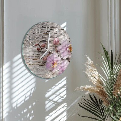 Reloj de pared redondo Orquídea