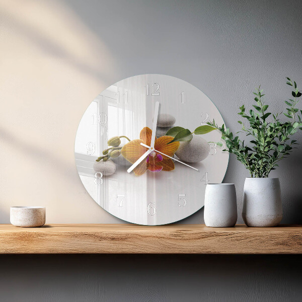 Reloj de pared redondo Orquídea