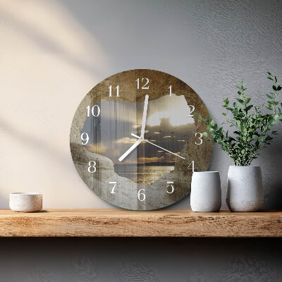 Reloj de pared redondo Corazón en la roca