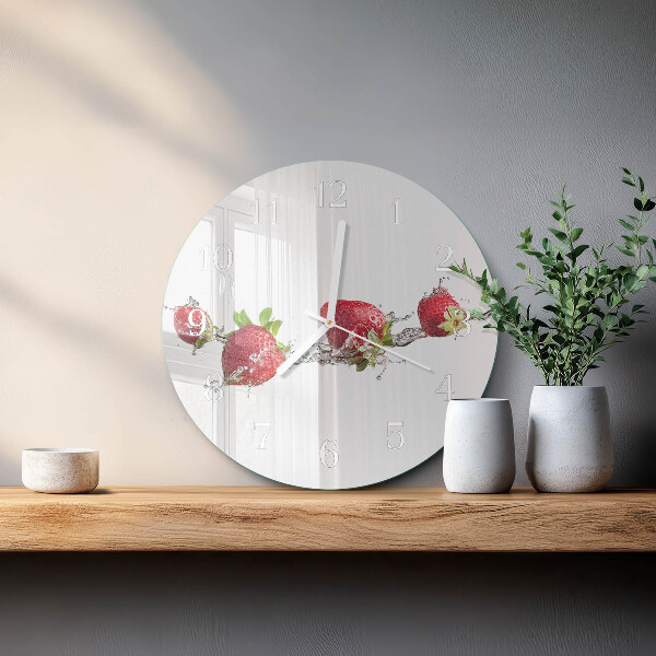 Reloj de pared redondo Fresas en agua