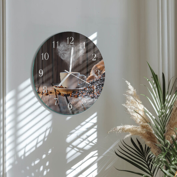 Reloj de pared redondo Amor por el café