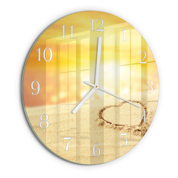 Reloj de pared redondo Corazón en la arena