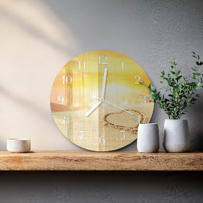 Reloj de pared redondo Corazón en la arena