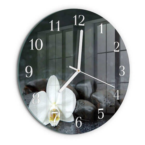 Reloj de pared redondo Flores y piedras