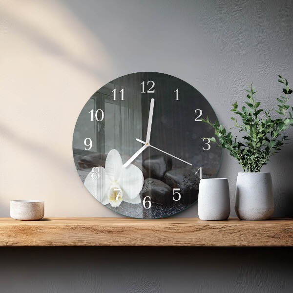Reloj de pared redondo Flores y piedras