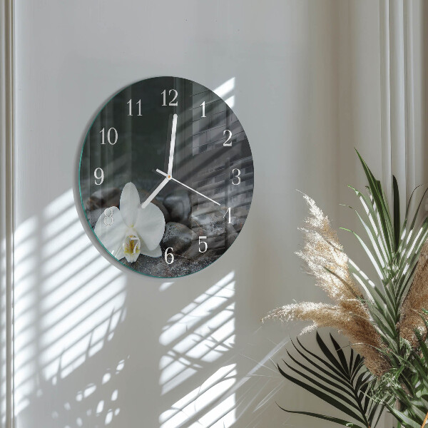 Reloj de pared redondo Flores y piedras