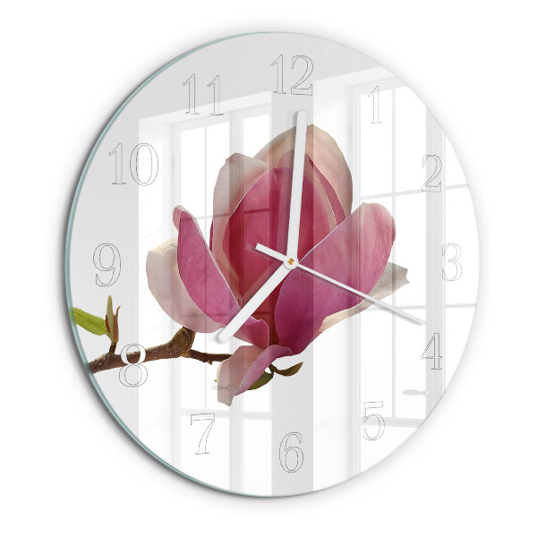 Reloj de pared redondo Flor de magnolia