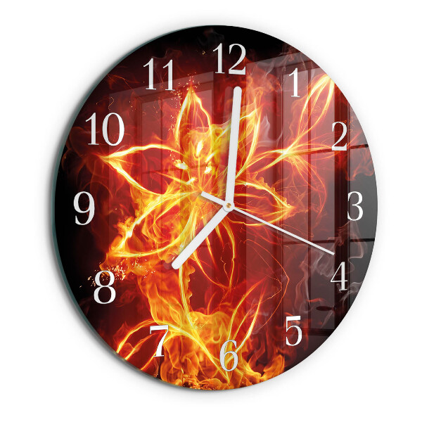 Reloj de pared redondo Flor de fuego
