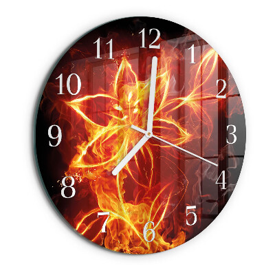Reloj de pared redondo Flor de fuego