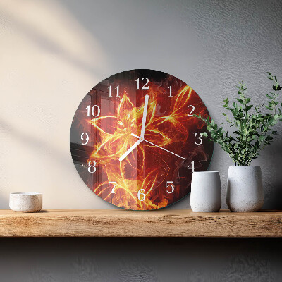 Reloj de pared redondo Flor de fuego
