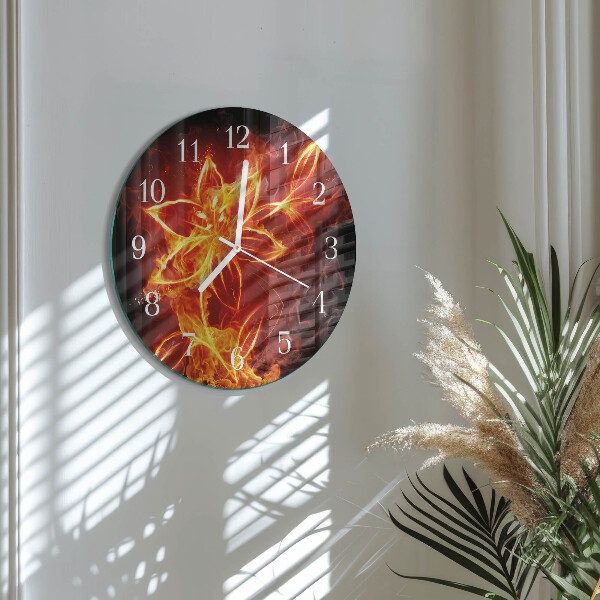 Reloj de pared redondo Flor de fuego