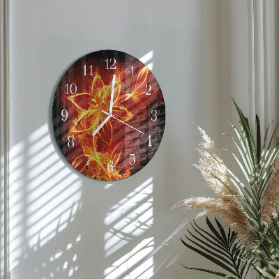 Reloj de pared redondo Flor de fuego