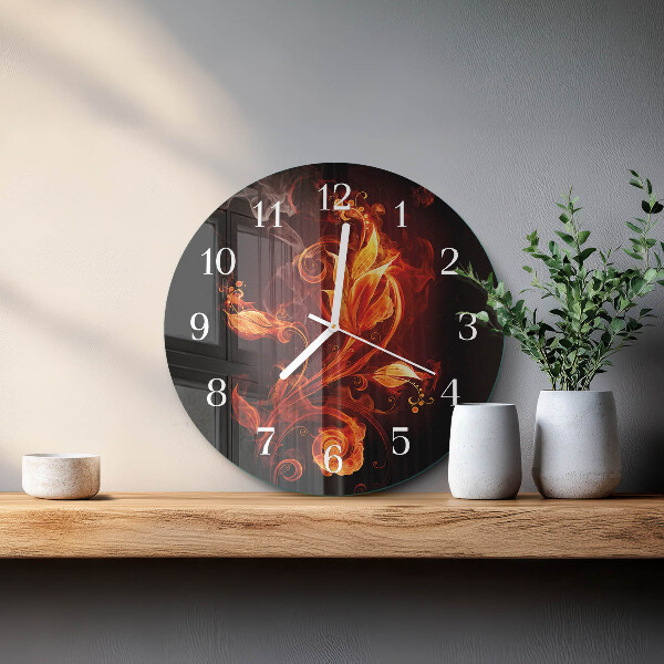 Reloj de pared redondo Flor de fuego