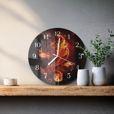 Reloj de pared redondo Flor de fuego