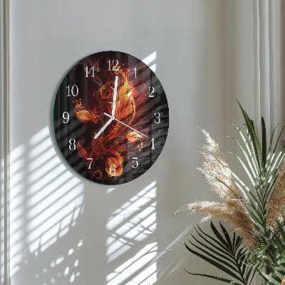 Reloj de pared redondo Flor de fuego