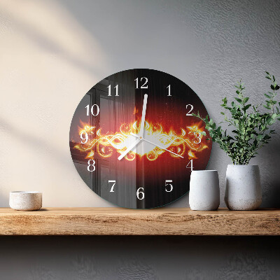 Reloj de pared redondo Flor de fuego
