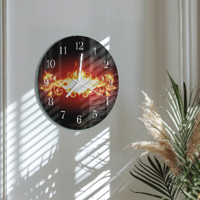 Reloj de pared redondo Flor de fuego