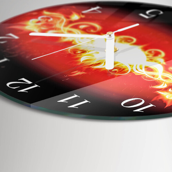 Reloj de pared redondo Flor de fuego