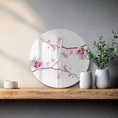 Reloj de pared redondo Orquídea