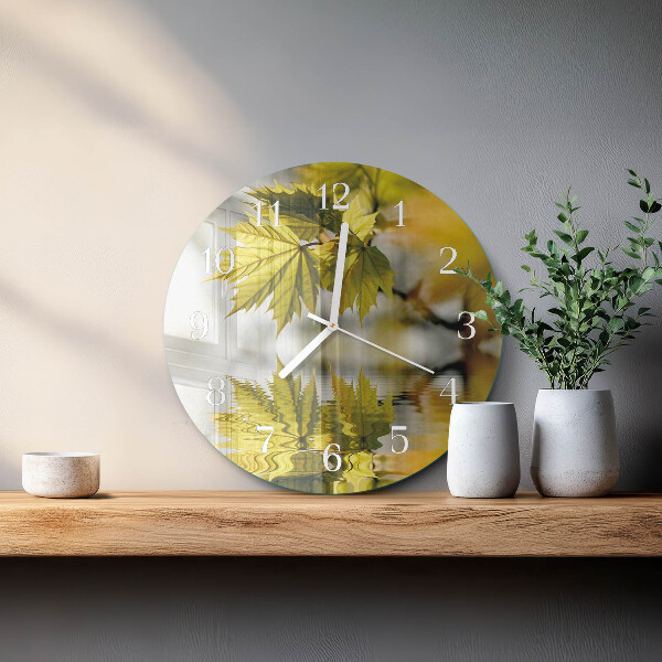 Reloj de pared redondo Hoja de arce