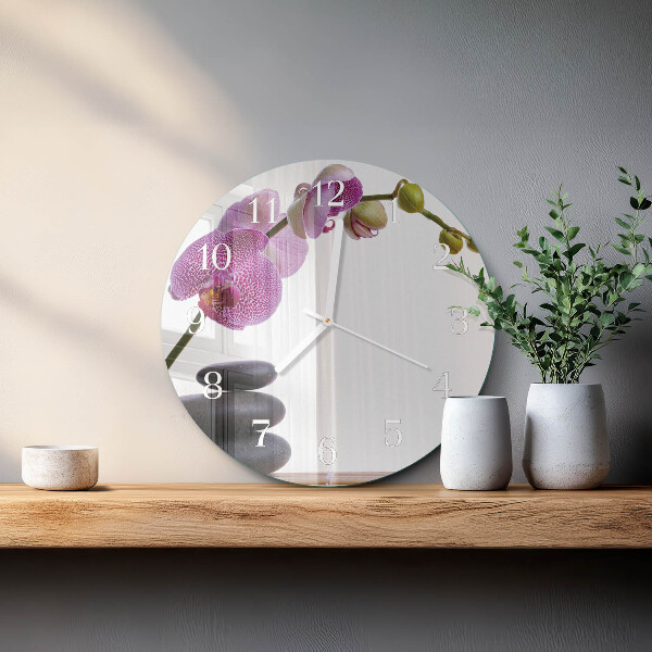 Reloj de pared redondo Orquídea