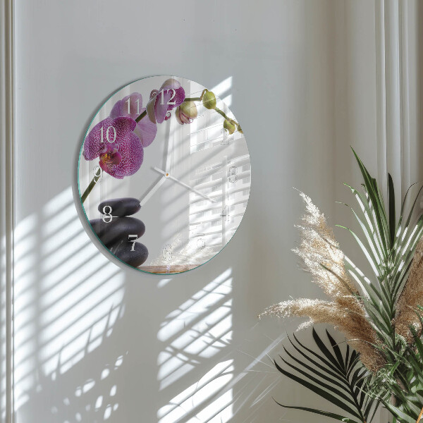 Reloj de pared redondo Orquídea