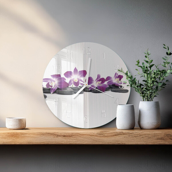 Reloj de pared redondo Orquídea