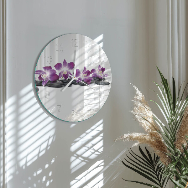Reloj de pared redondo Orquídea