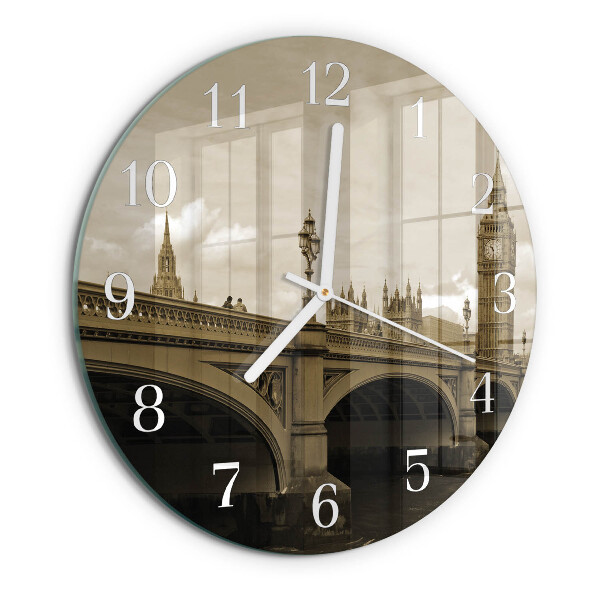 Reloj de pared redondo Puente Sepia