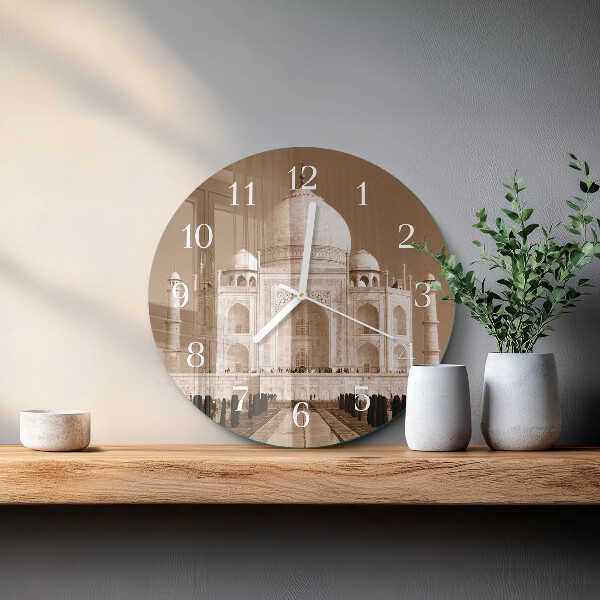 Reloj de pared redondo Taj Mahal Sepia