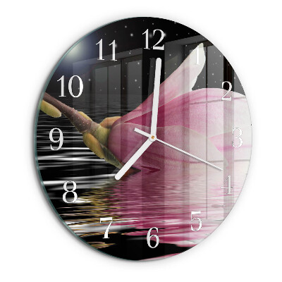 Reloj de pared redondo Flor de magnolia