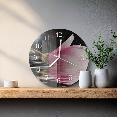 Reloj de pared redondo Flor de magnolia