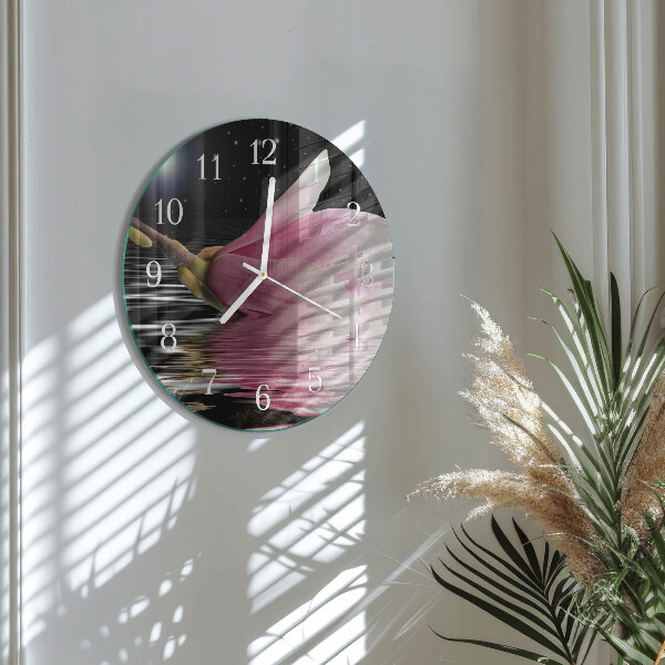 Reloj de pared redondo Flor de magnolia