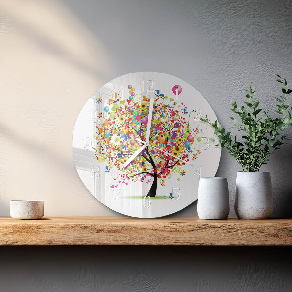 Reloj de pared redondo Árbol colorido