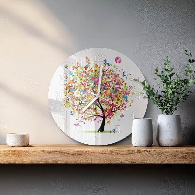 Reloj de pared redondo Árbol colorido