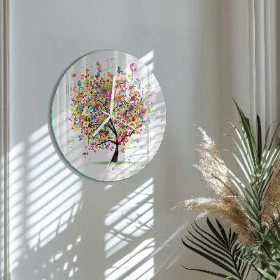 Reloj de pared redondo Árbol colorido