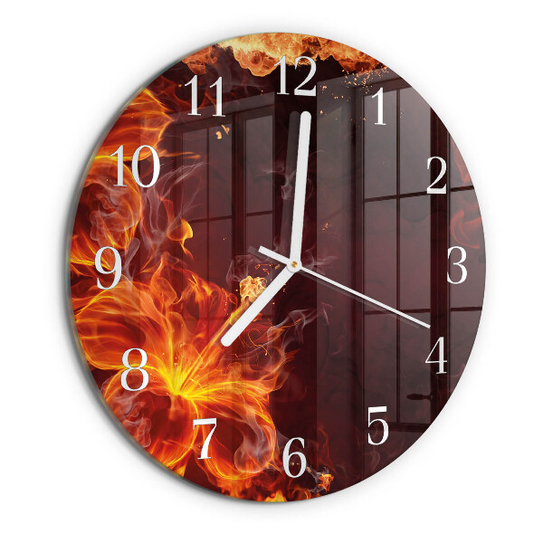 Reloj de pared redondo Flores de fuego