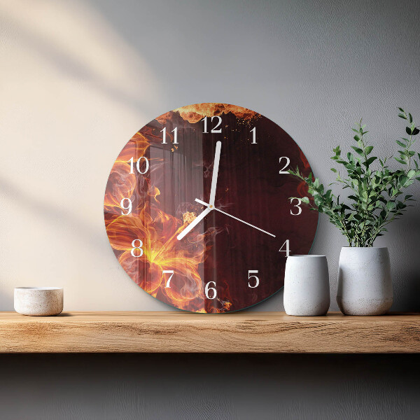 Reloj de pared redondo Flores de fuego