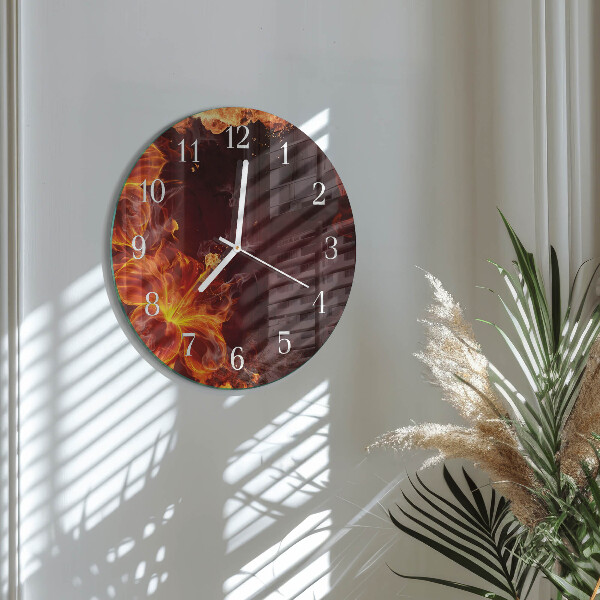 Reloj de pared redondo Flores de fuego