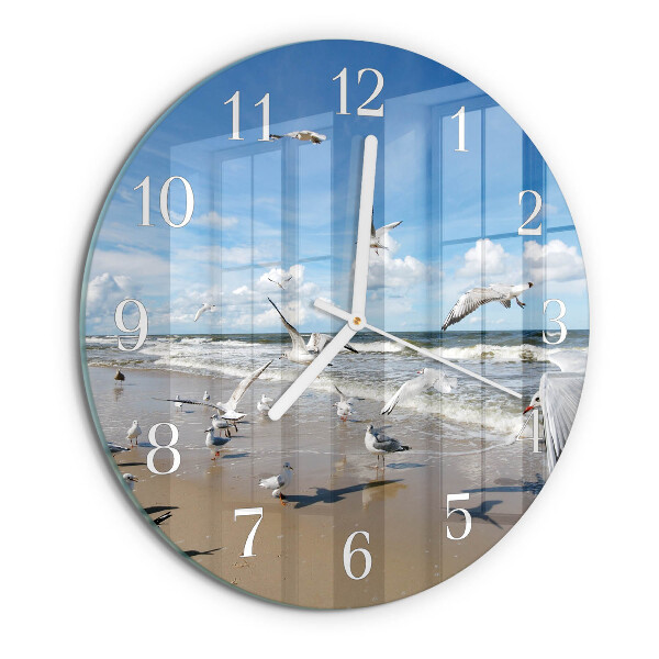 Reloj de pared redondo Gaviotas en la playa
