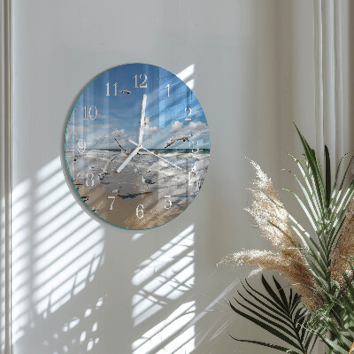 Reloj de pared redondo Gaviotas en la playa