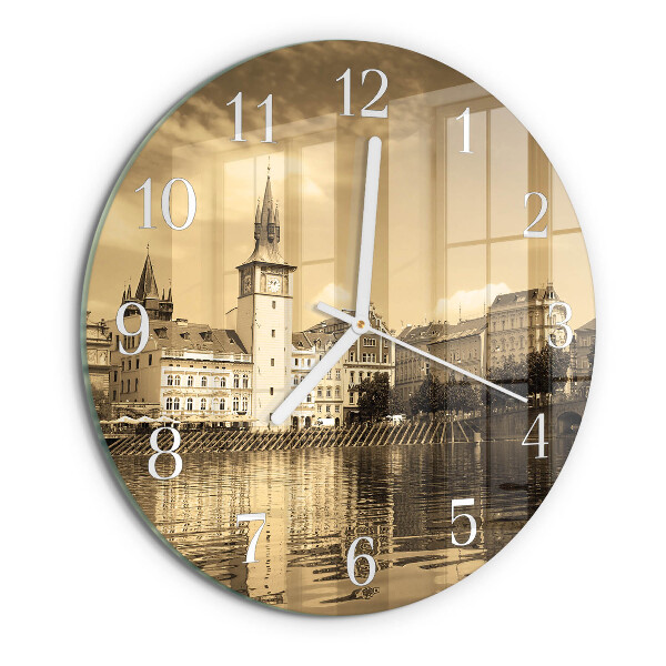 Reloj de pared redondo Castillo Sepia