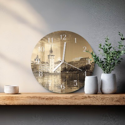 Reloj de pared redondo Castillo Sepia