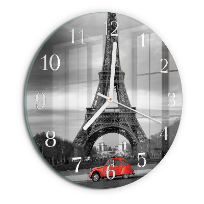Reloj de pared redondo Coche de la Torre Eiffel