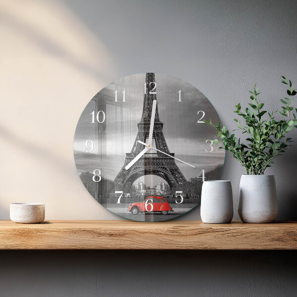 Reloj de pared redondo Coche de la Torre Eiffel